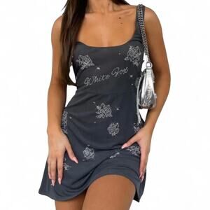 White Fox Boutique Black Maxi Dress with Floral Design